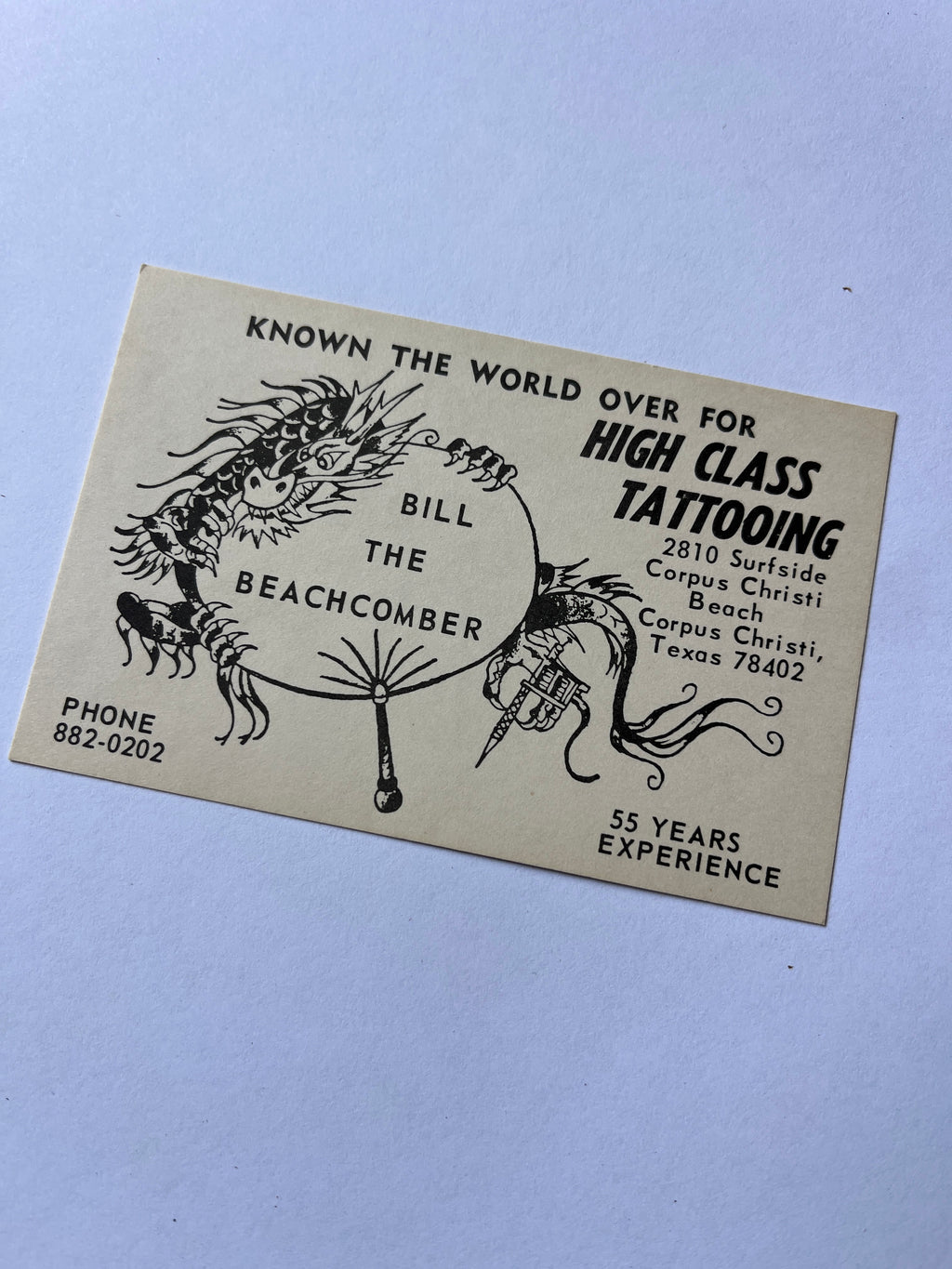 Bill “the beachcomber” biz card. 2 sided.