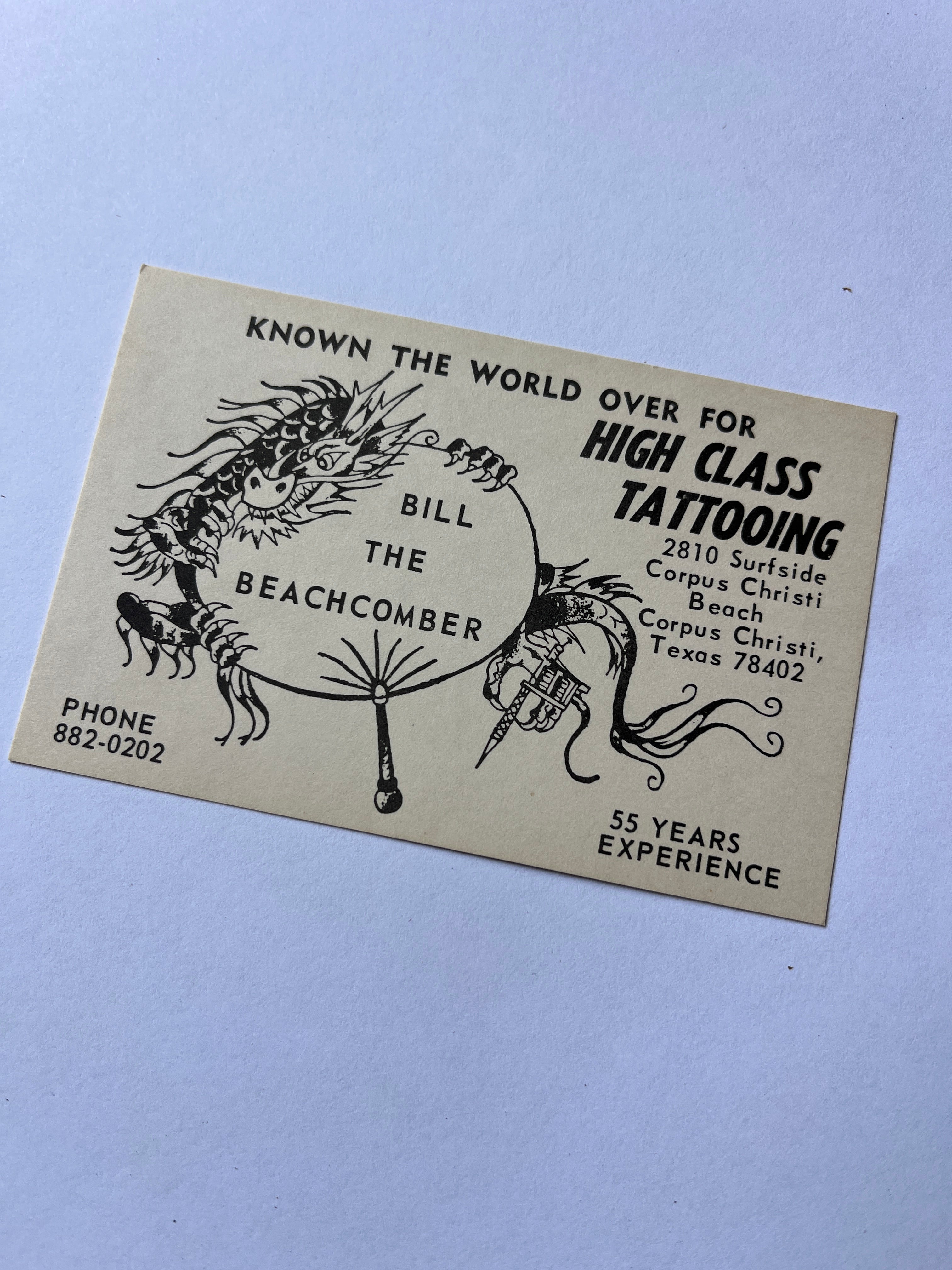 Bill “the beachcomber” biz card. 2 sided.