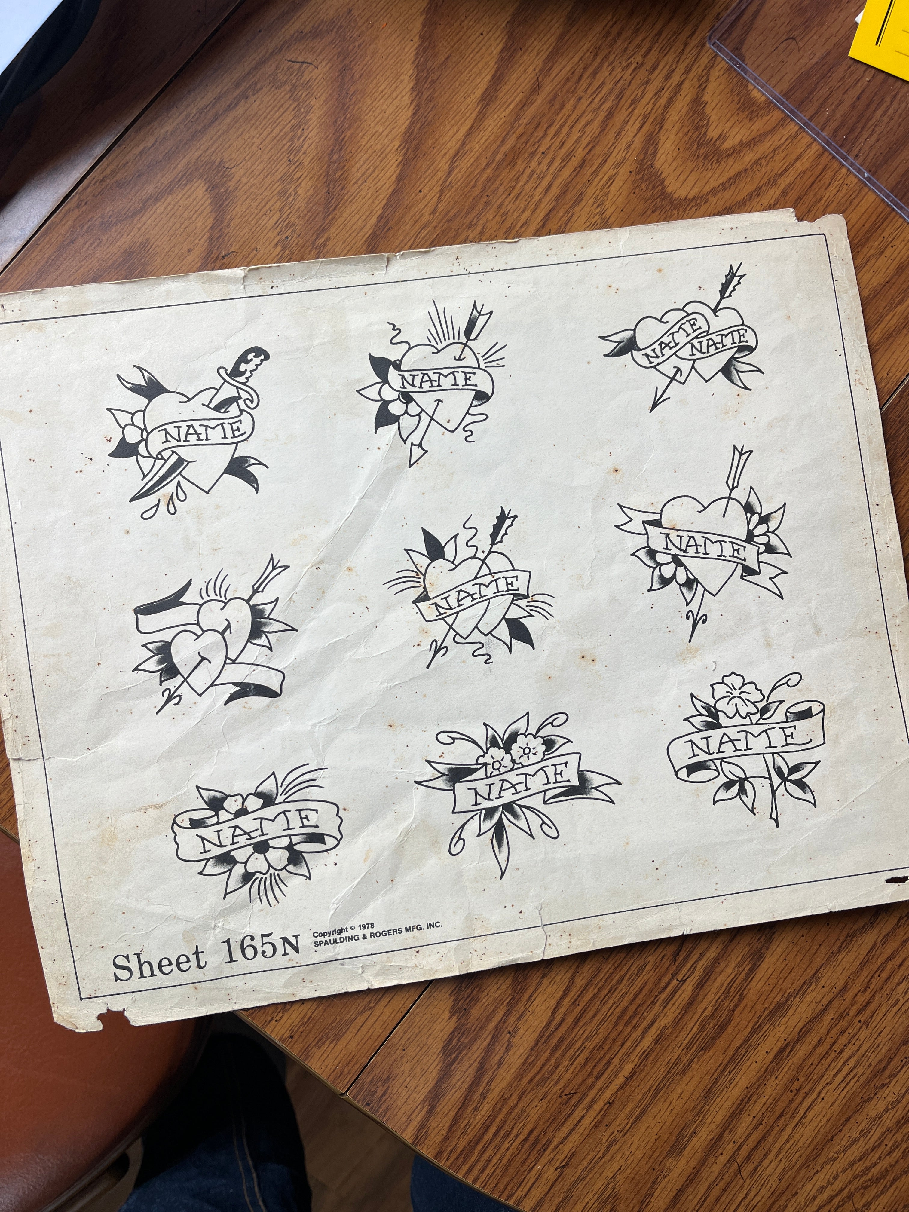 1978 Spaulding and Roger’s shop used sheet. Original.