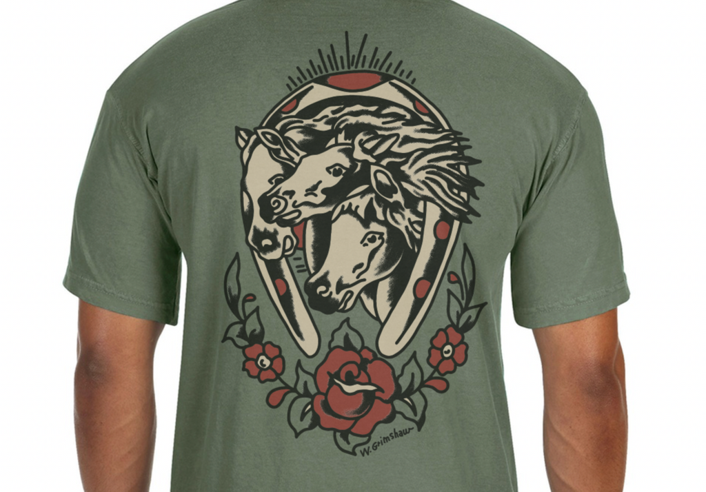 GRIMSHAW PHARAOH'S HORSES POCKET TEE