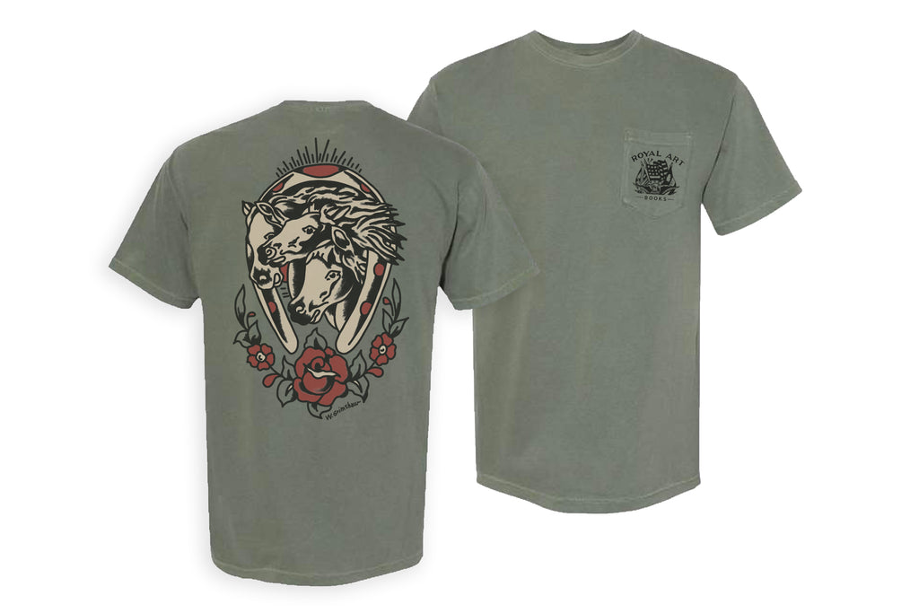 GRIMSHAW PHARAOH'S HORSES POCKET TEE