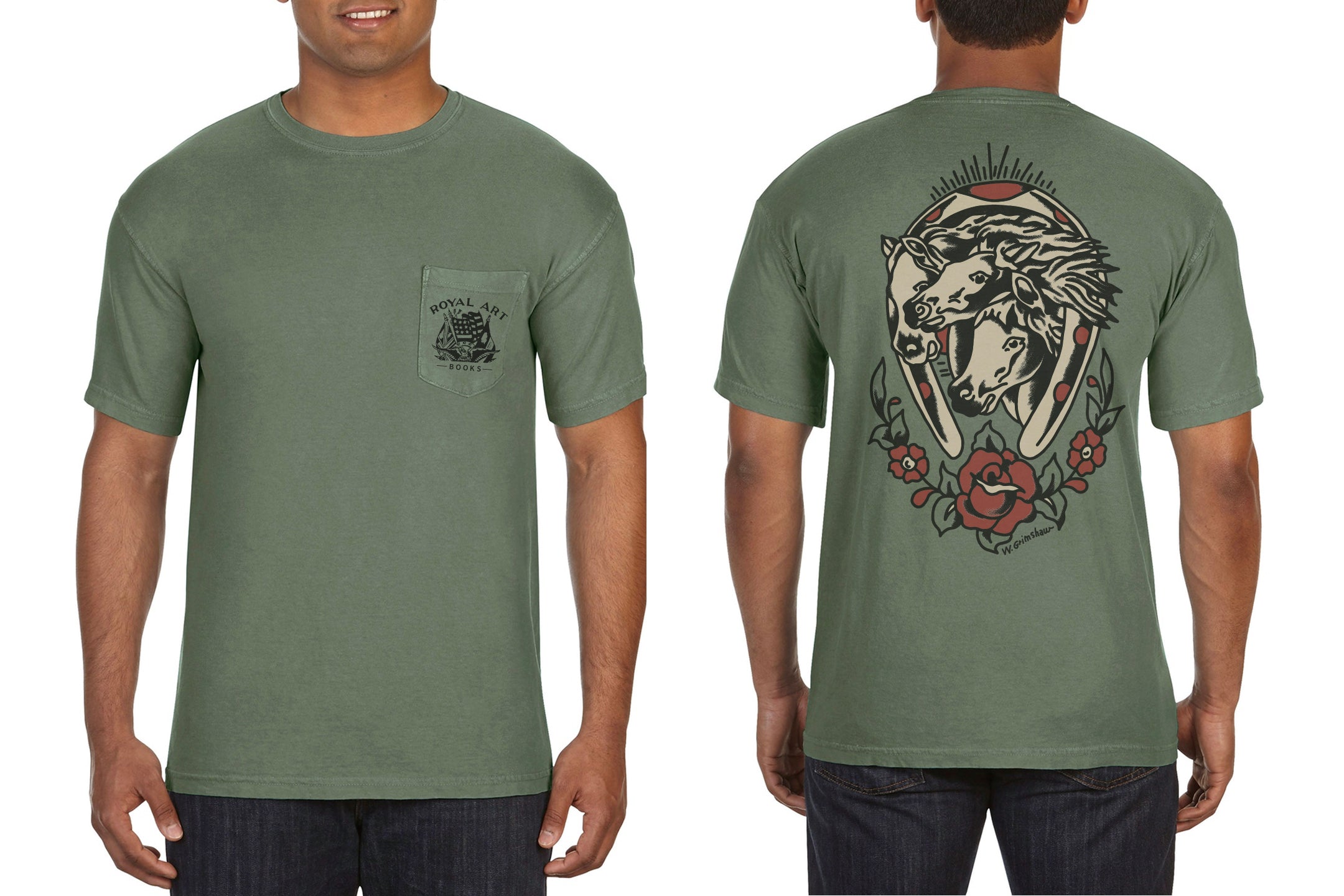 GRIMSHAW PHARAOH'S HORSES POCKET TEE